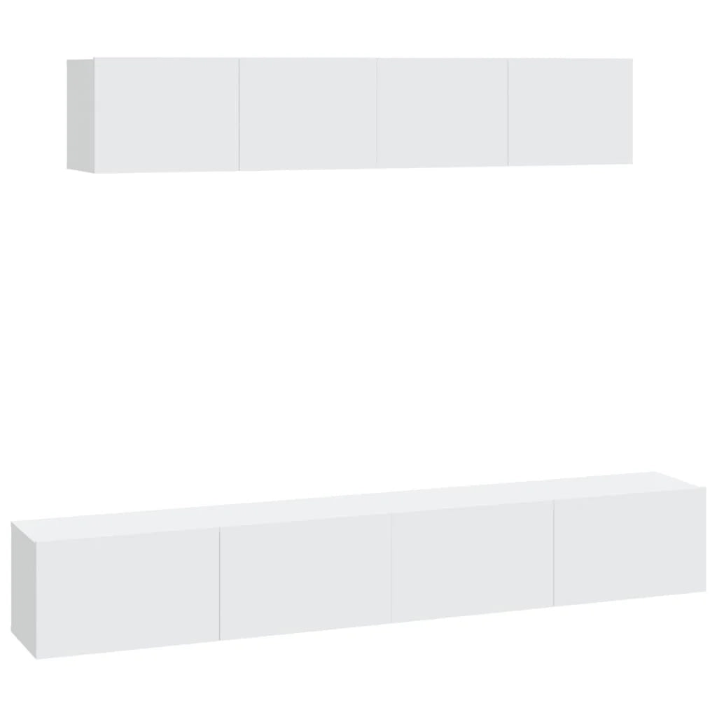 Set di mobili da 4 pezzi tra cui armadio credenza mobile TV televisore per soggiorno camera da letto salotto legno ingegnerizzato bianco 02_0024663