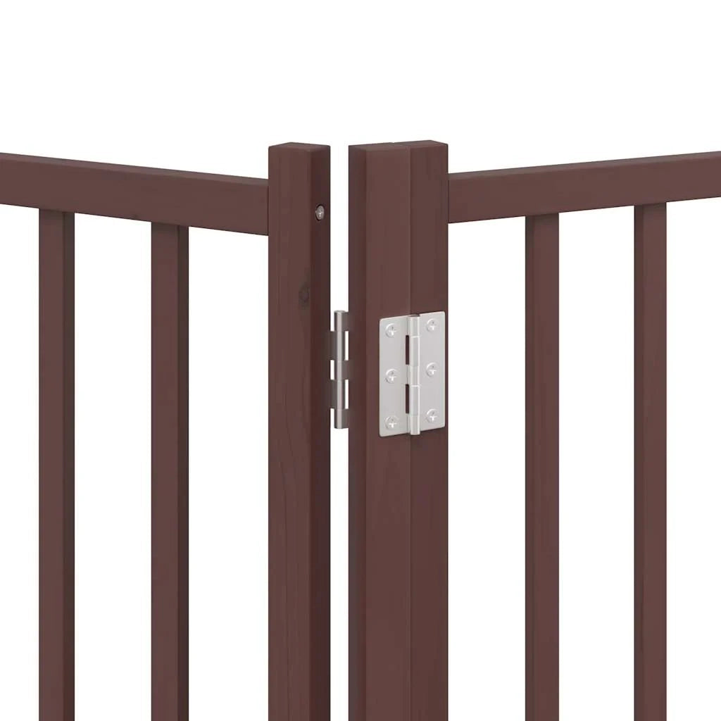 Cancelletto di sicurezza per cani con porta pieghevole 6 pannelli legno di pioppo marrone 02_0023015