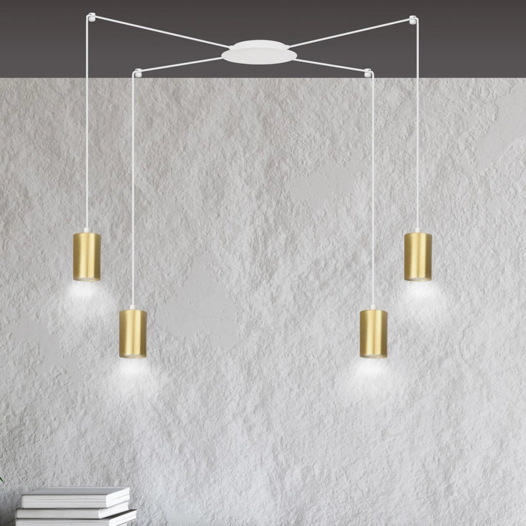 Lampada a sospensione TRAKER in acciaio bianco e oro