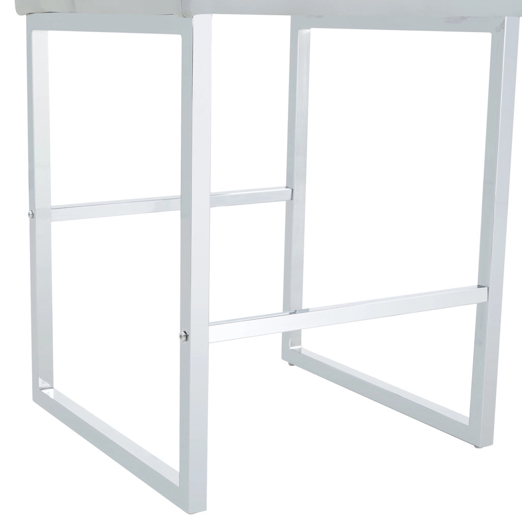 Sgabello da bar 91;4 cm con seduta imbottita in PU e gambe in metallo; grigio chiaro