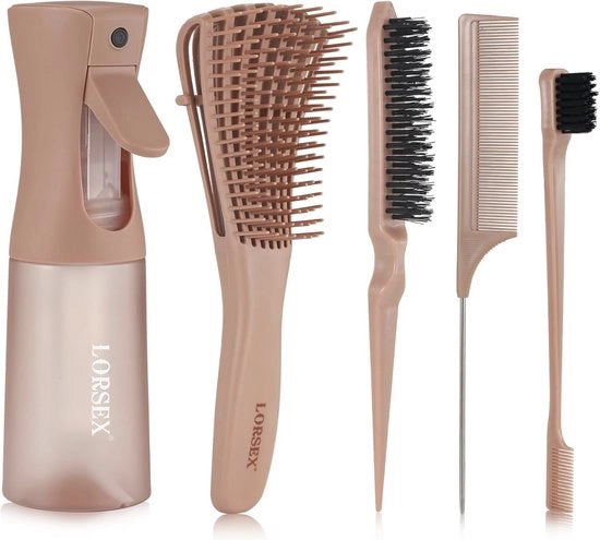 Set di 3 Spazzole a Setola per Capelli Crociati con 200 ml Flacone Spray