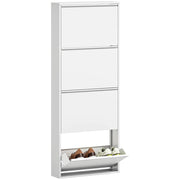 Scarpiera Slim Metallo 4 Ante ¨C Xylo ¨C Bianco Salvaspazio Ingresso 8 Paia