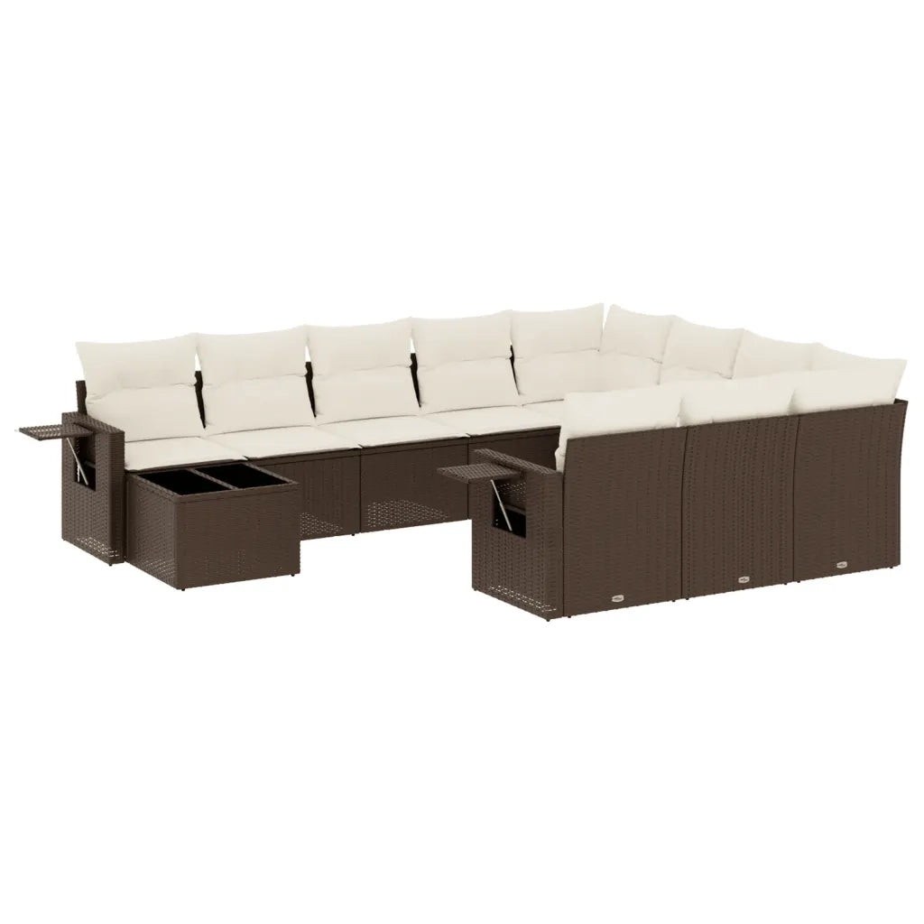 Set Divani da Giardino 11 pz con Cuscini Polyrattan Marrone 3253070