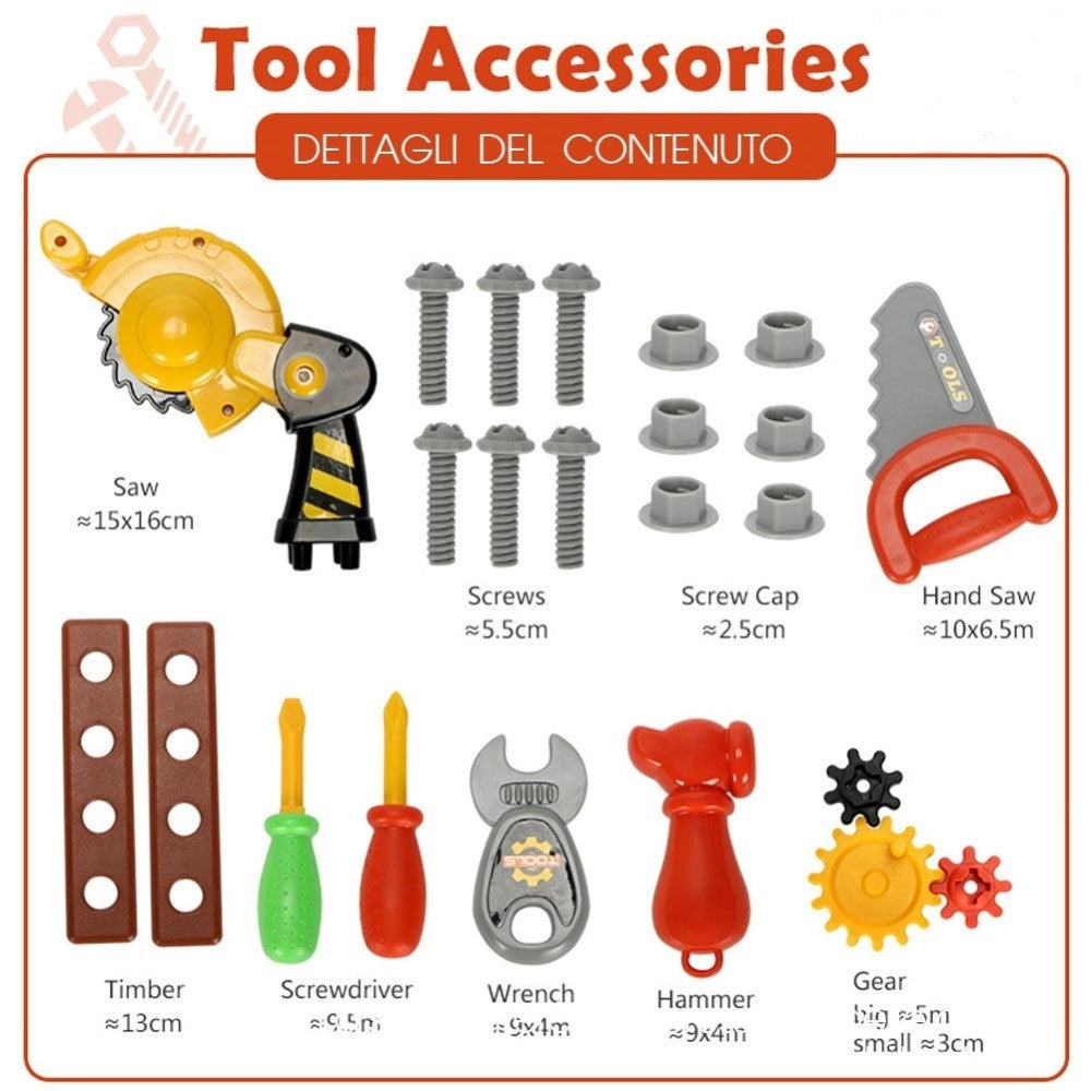 Trade Shop - Valigetta Attrezzi Per Bambini Giocattolo Con Accessori Fai Da Te Portatile 31pz -