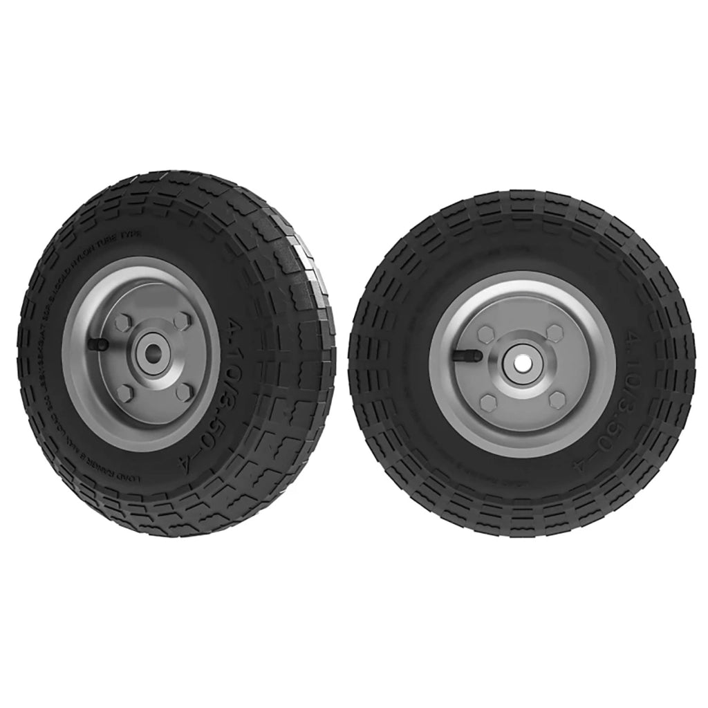Set 2 Ruote per Carrello Ø25,5x7,5 cm Capacità 80 kg con Scanalature in Gomma e Acciaio Nero