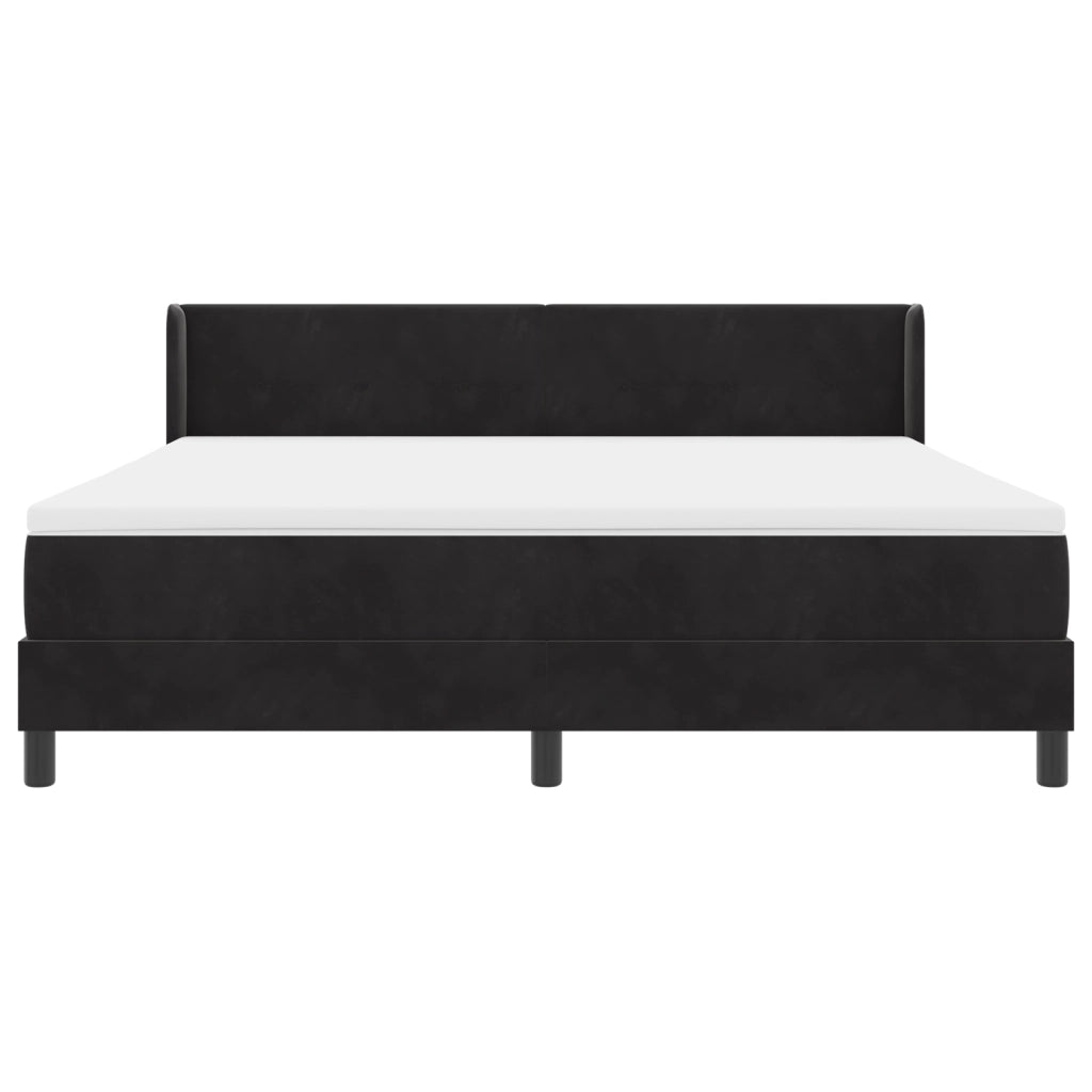 Letto Box Spring con Materasso Nero 180x200 cm in Velluto