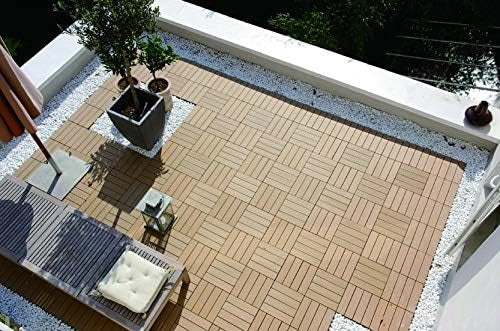 22 pezzi DIY Piastrella da giardino Terrazza Mattonelle Pavimento per casa in WPC Doghe Legno 30x30 cm Caffè-Marrone