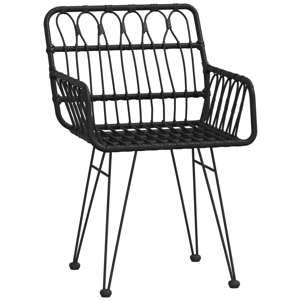 Set da Pranzo da Giardino 5 pz | Set Salotto da Giardino Nero in Polyrattan