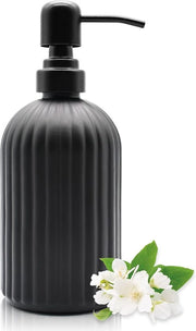 Dispensatore di sapone in vetro - dispensatore di sapone per mano - 400 ml - nero - acciaio inossidabile