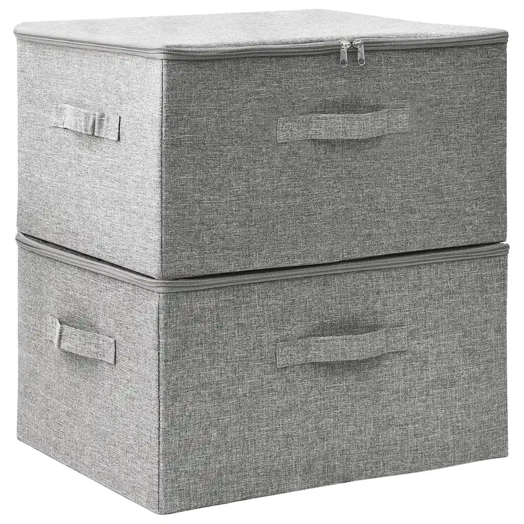Scatole Portaoggetti 2pz in Tessuto 43x34x23 cm Grigio 332910