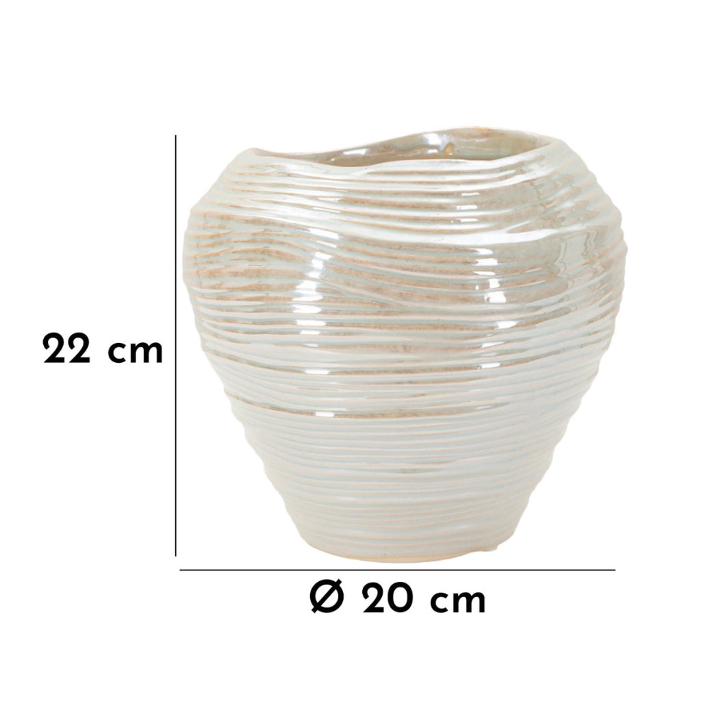 Vaso Decorativo VKH845, Bianco, Ceramica, 22x22x20 cm