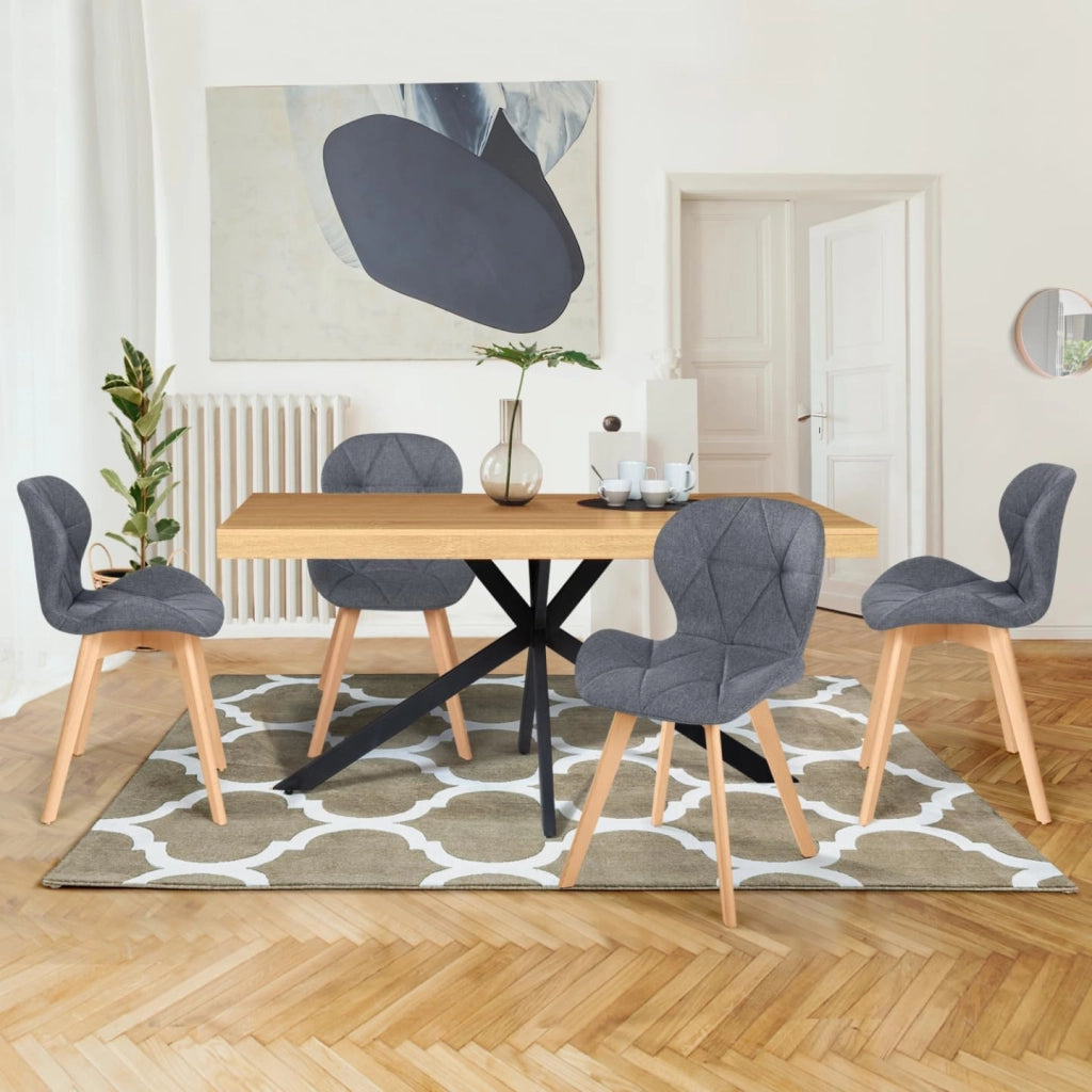 Set di 4 sedie da pranzo in tessuto grigio scuro ROBINE