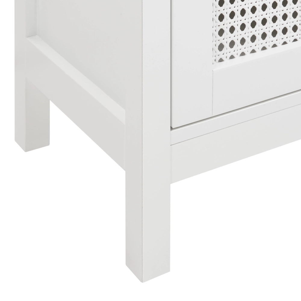 Mobiletto da bagno con lavabo con ripiani Ante traforate MDF Bianco 60 x 75 cm stile raffinato