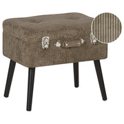 Comodino Sgabello Contenitore Marrone Chiaro gambe imbottite in velluto a coste Nero valigia design con bottoni
