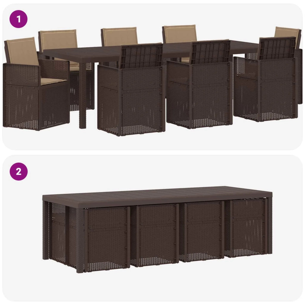 Set da Pranzo per Giardino 9 pcs Marrone e Tortora PP 3430093