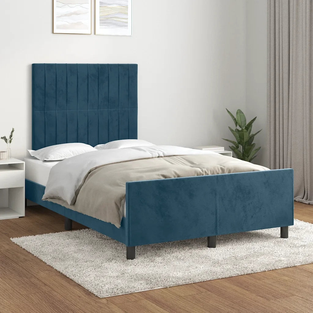 Giroletto senza Materasso Blu Scuro 120x190 cm Velluto 3270594