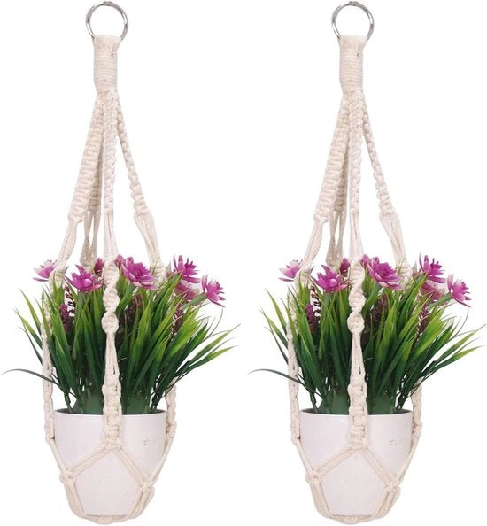 Cestello di Corda di Cotone per Pendente di Pianta con Luce 50 cm Cestello per Decorazione Interna Esterna