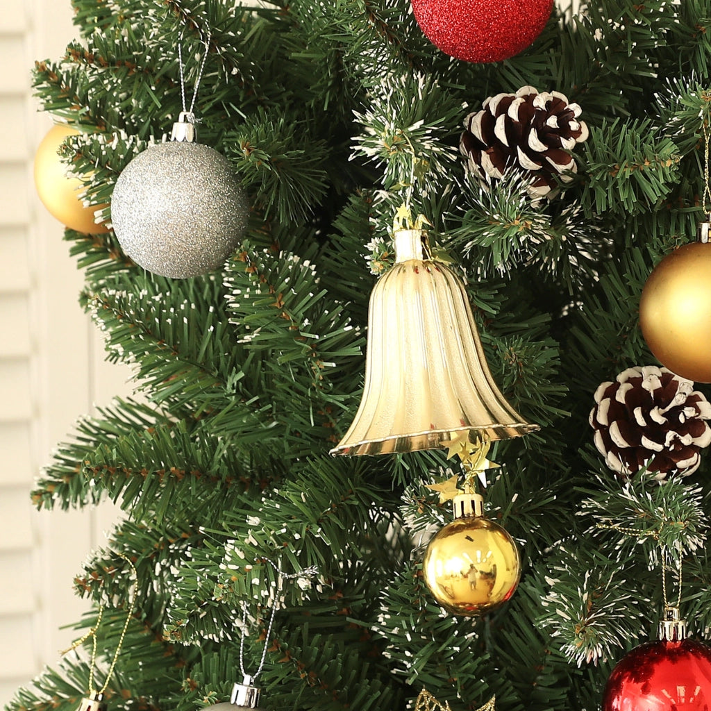 Albero di Natale Innevato Slim Alto 225 cm con 980 Rami Pigne e Base in Acciaio Verde