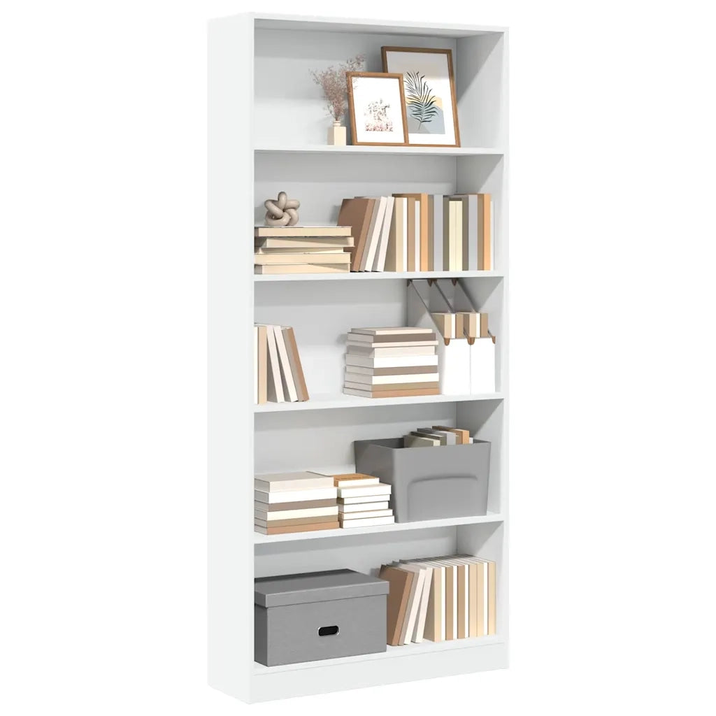 Libreria-Scaffale per Libri-Mobile di Stoccaggio Bianca 80x24x176 cm in Legno Multistrato