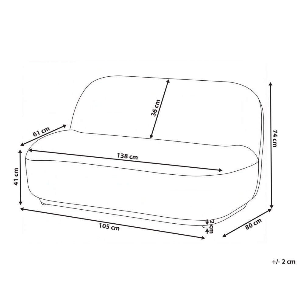Divano a 2 posti in tessuto Loveseat Schienale basso stile Moderno Minimalista Bianco sporco
