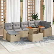 Set Divano da Giardino 8 pcs Beige polyrattan
