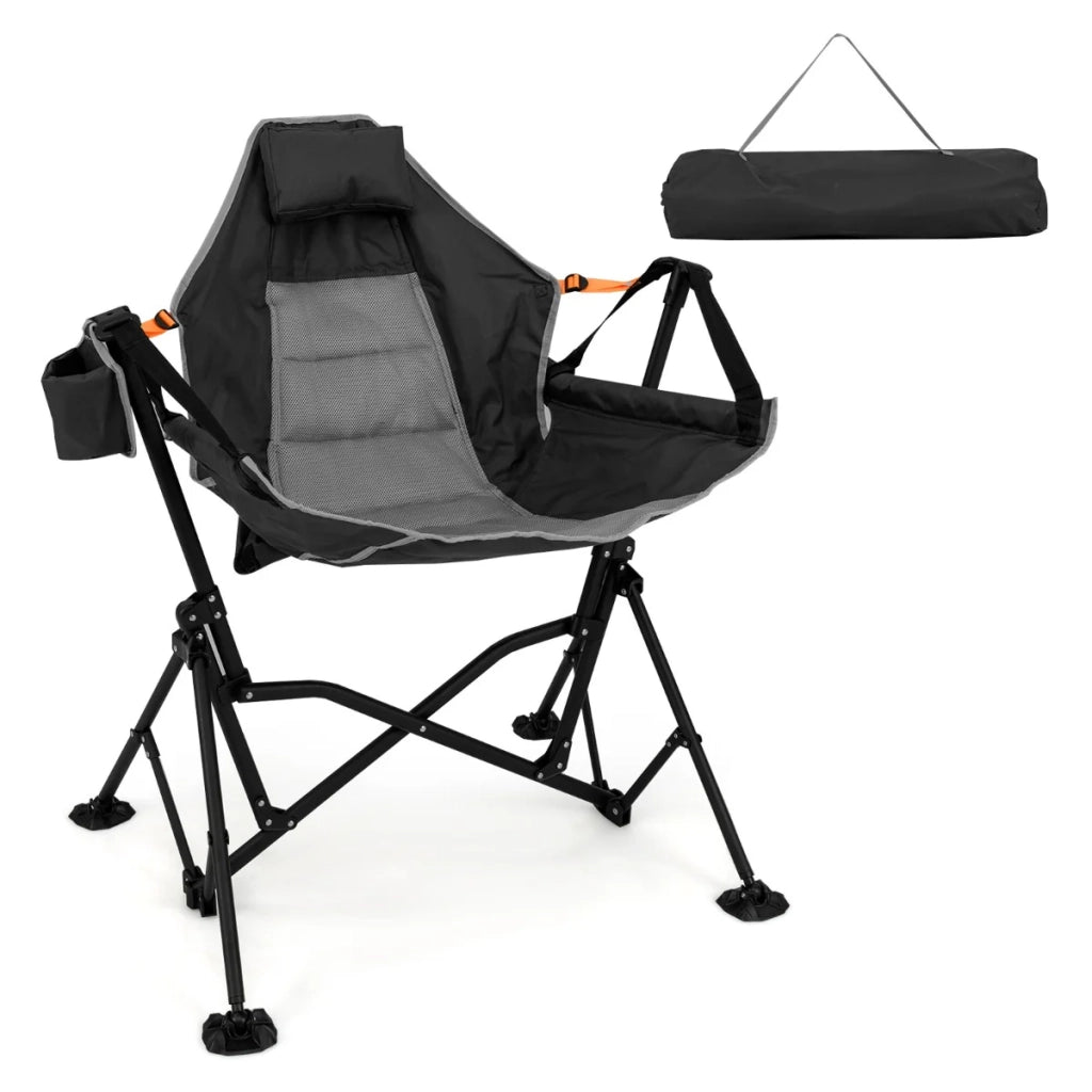 Sedia amaca da campeggio oversize 95 x 71 x 90 cm comoda seduta imbottita angolazione regolabile tessuto Oxford nero 20_0011196