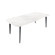 Tavolo da pranzo HEXA 180 cm - Piano in ceramica effetto marmo bianco e struttura in metallo nero
