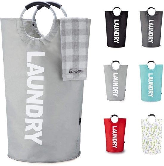 Lavatrice 125L grande contenitore (8 colori), lavatrice impermeabile, contenitore per bucato con maniglie rivettate, lavatrice stante, cassetta per bucato pieghevole per facile stoccaggio, grigio chiaro