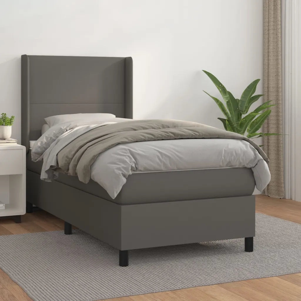Giroletto a Molle con Materasso-Struttura Letto con Materasso Grgio 80x200 cm in Similpelle 598876