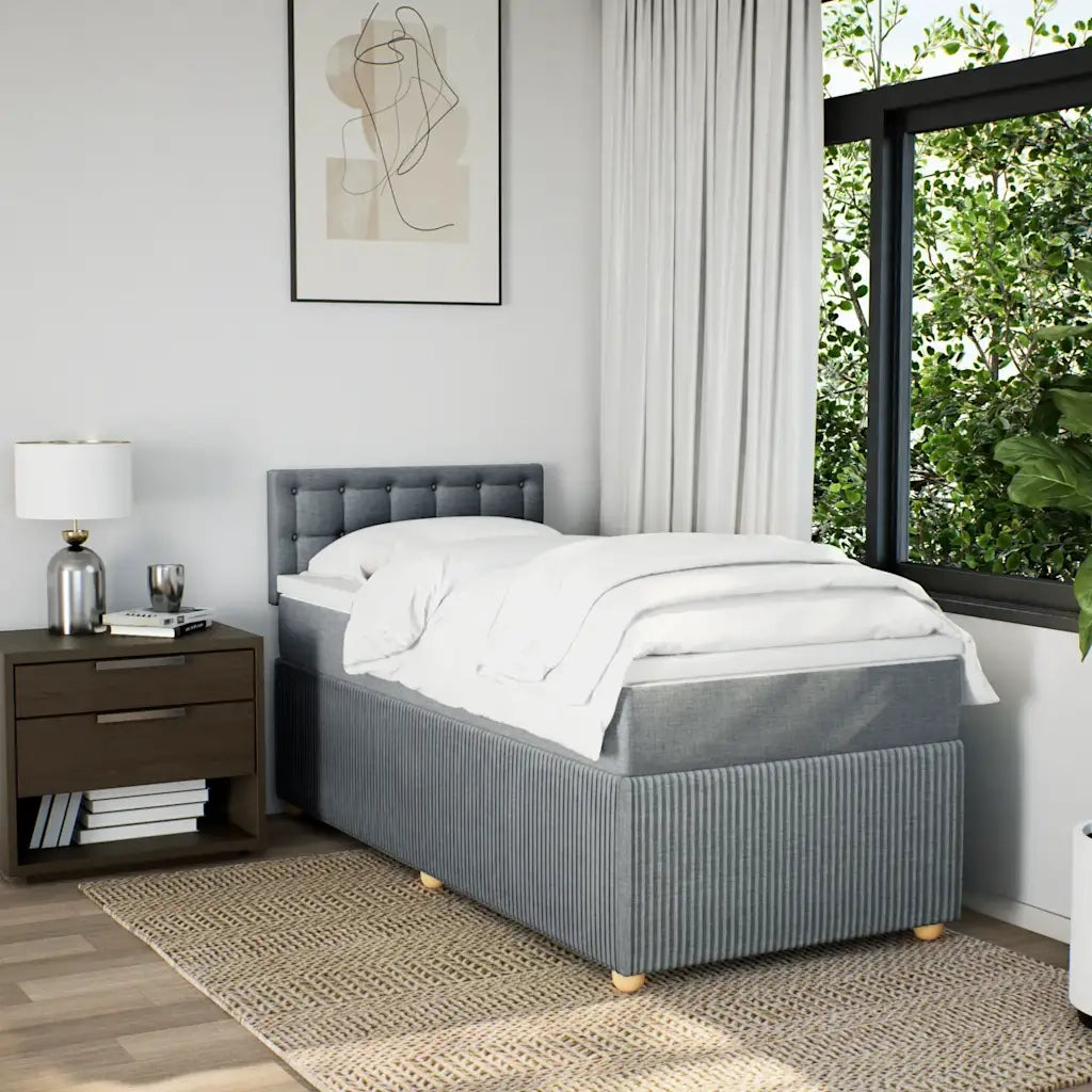Giroletto a Molle con Materasso Grigio Chiaro100x200 cm Tessuto 3287381