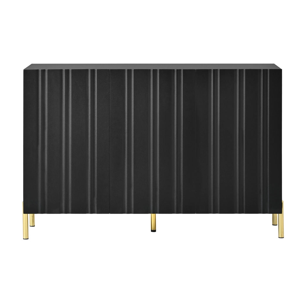 Credenza Moderna 120×35;5×80 cm con 3 Ante; Mobile Scarpiere e Sideboard in MDF/PB con Piedi Dorati