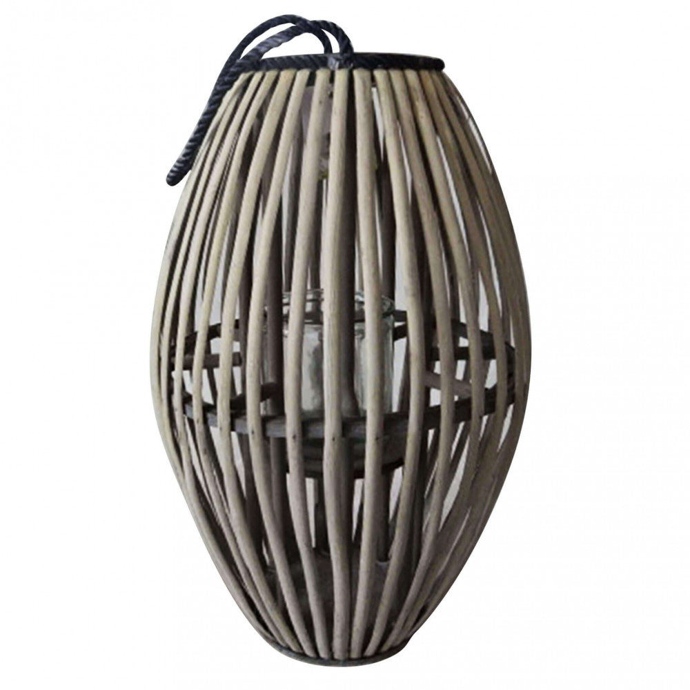 Lanterna Lucille in Vimini Grigio