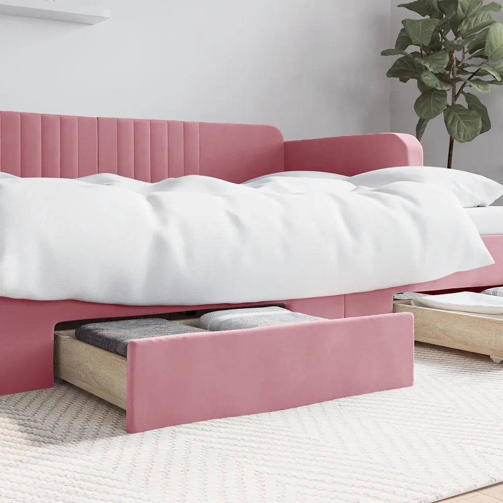 Cassetti da Letto 2 pz Rosa in Legno Multistrato e Velluto CFW2929869
