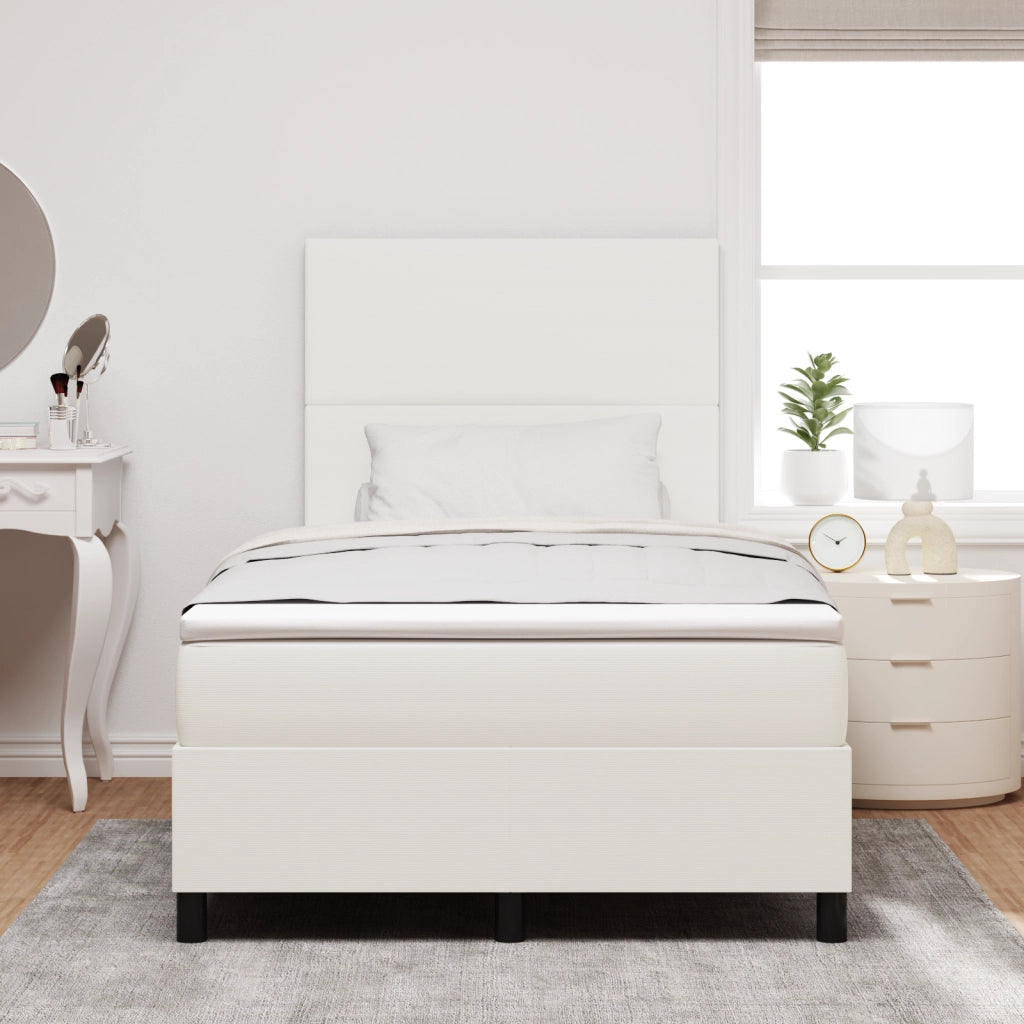 Letto con Box Spring e Materasso Crema 120x200 cm Tessuto in Corduroy