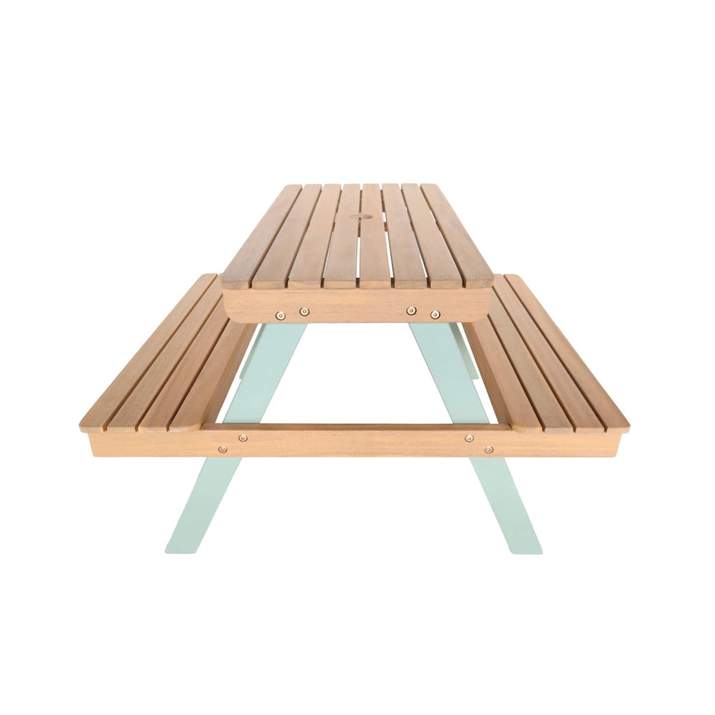 Tavolo da picnic in legno per bambini, 2 posti a sedere, verde grigio
