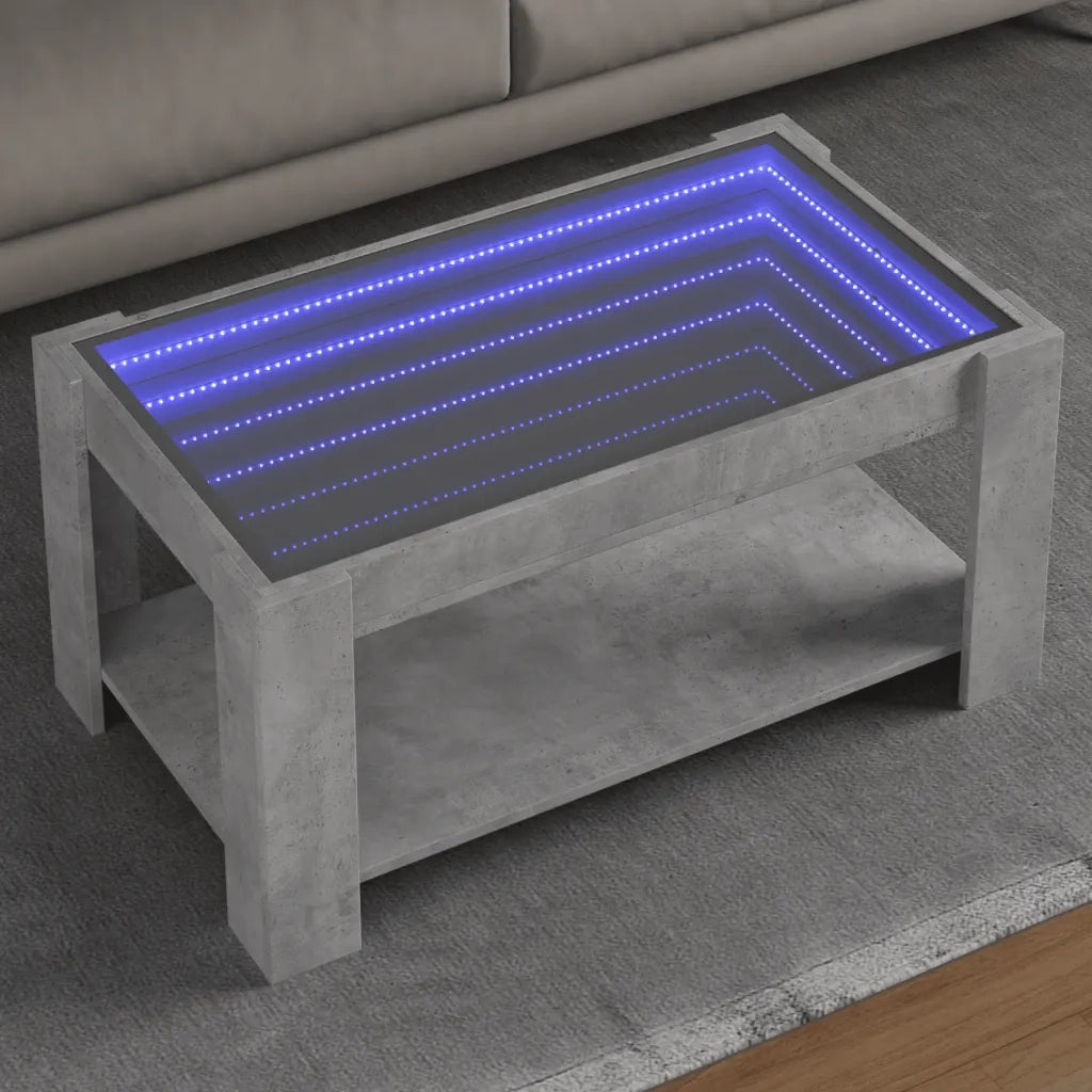 Tavolino salotto | Tavolino da caff¨¨ | Tavolino da Soggiorno con LED Grigio Cemento 93x53x45 cm Multistrato