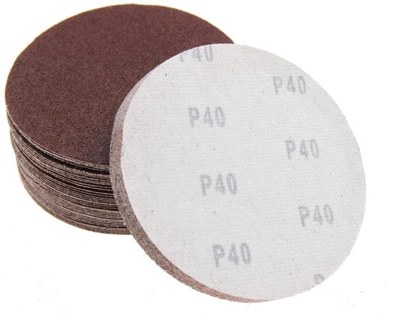 Set di dischi abrasivi 150mm da 50 pezzi - Autoadesivi - Carta vetrificante 40/60/80/100/120 - Adatto per lavori di legno - Senza fori