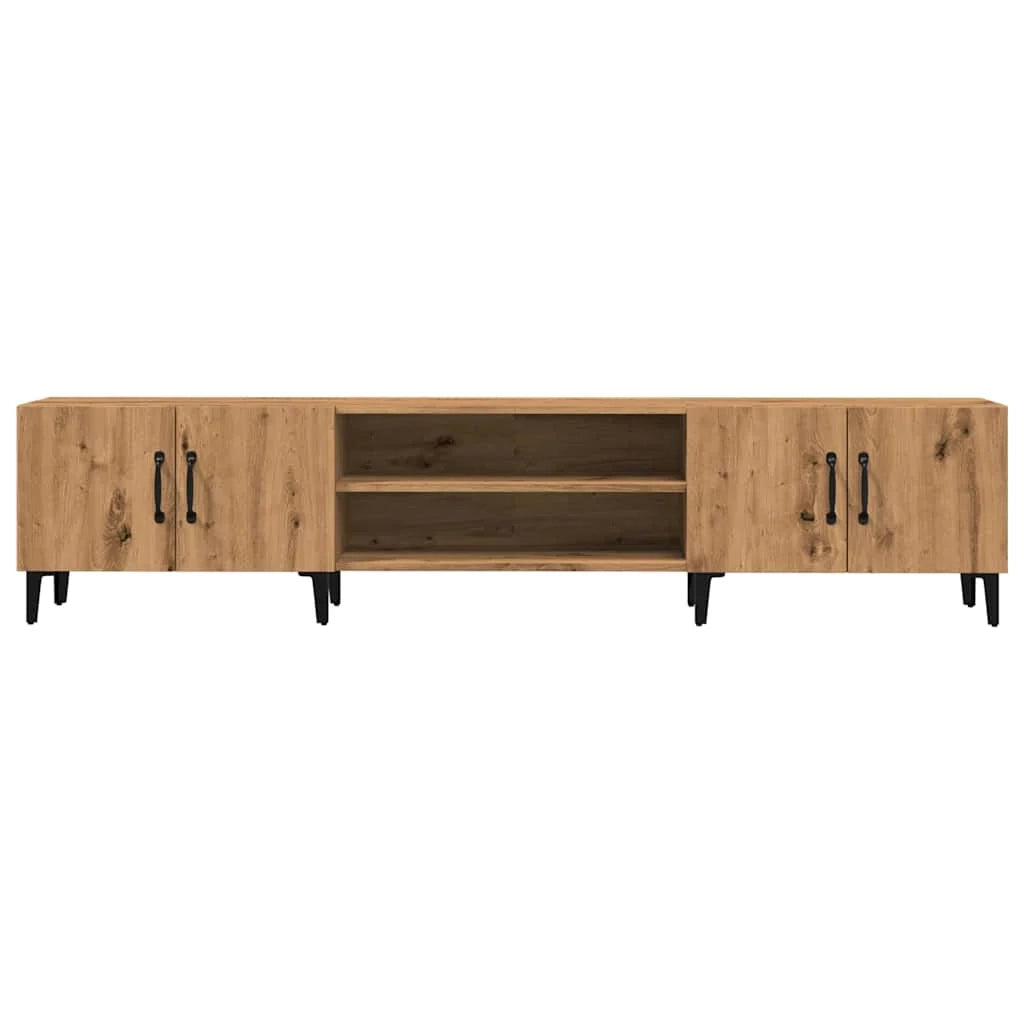 Mobile TV multimediale mensola TV credenza mobile TV sala da pranzo soggiorno camera da letto rovere lavorato a mano 180 x 31,5 x 40 cm legno ingegnerizzato marrone 02_0027251