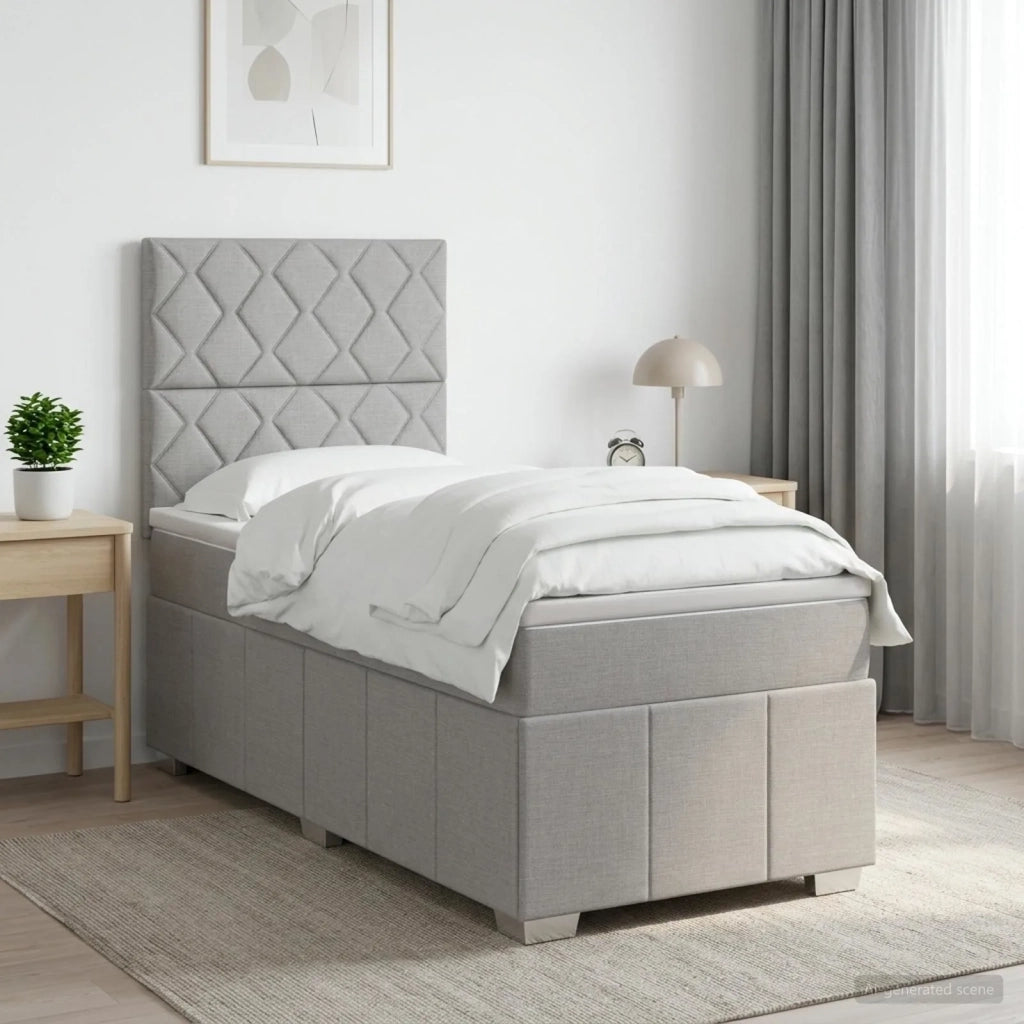 Letto Box Spring LED con Materasso Grigio Chiaro 100 x 200 cm 3455542