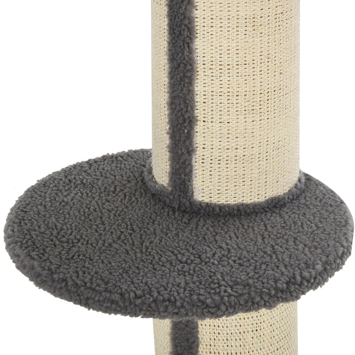 Albero Tiragraffi con Cuccia per Gatti in Legno Sisal 45x45x81 cm  Grigia