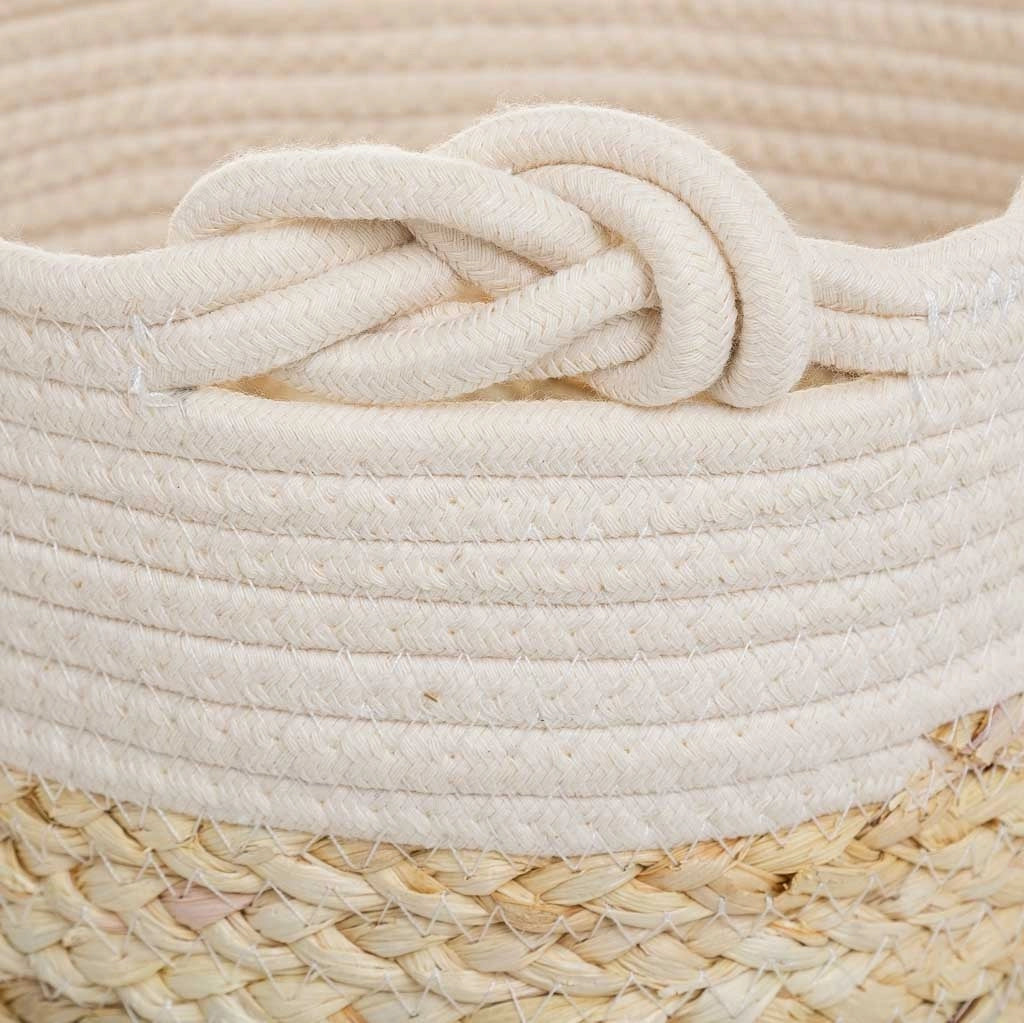 Cestino in fibra naturale e cotone marrone D29,5x29