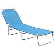 Lettino prendisole sedia a sdraio lettino prendisole letto da giardino mobili da giardino pieghevole acciaio e tessuto blu turchese 02_0012800