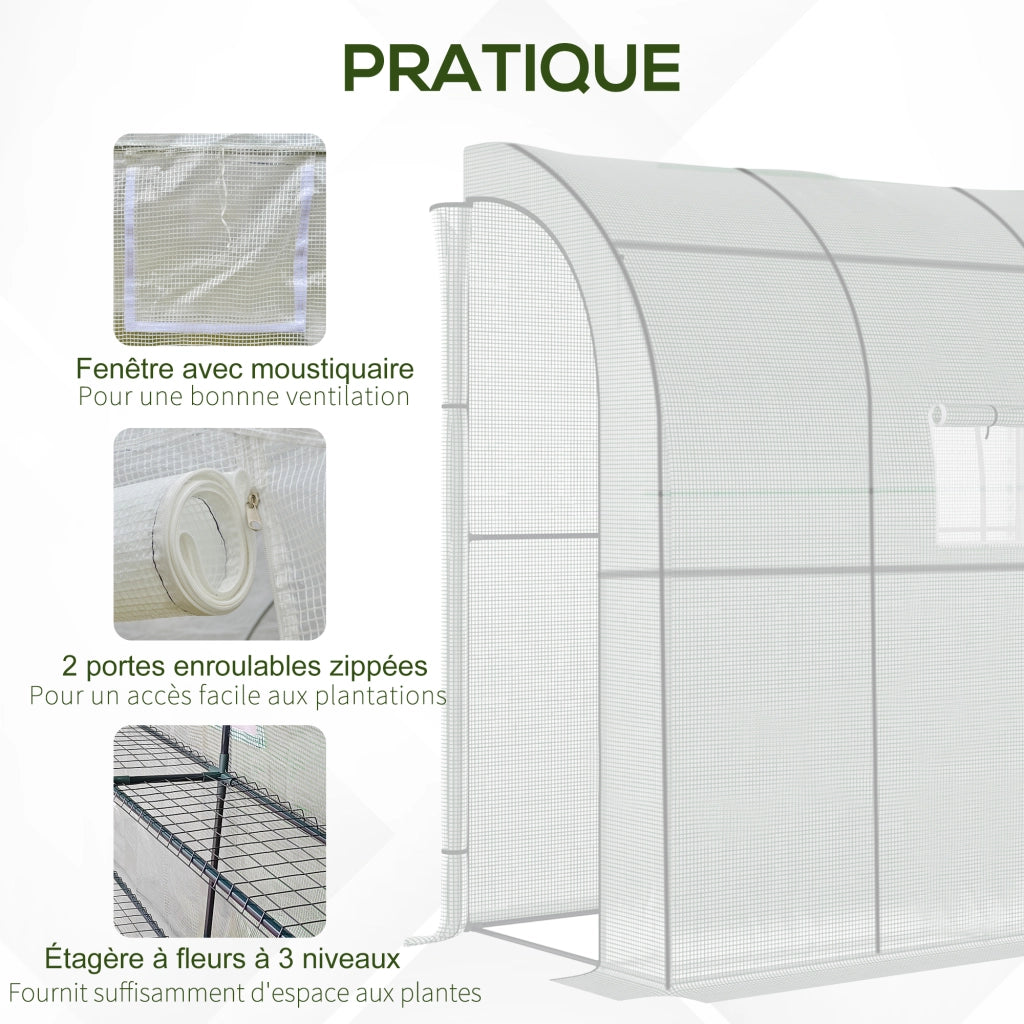 Serra da giardino con ripiani 3 livelli ¨C zephmum ¨C 200x100x215 cm bianco