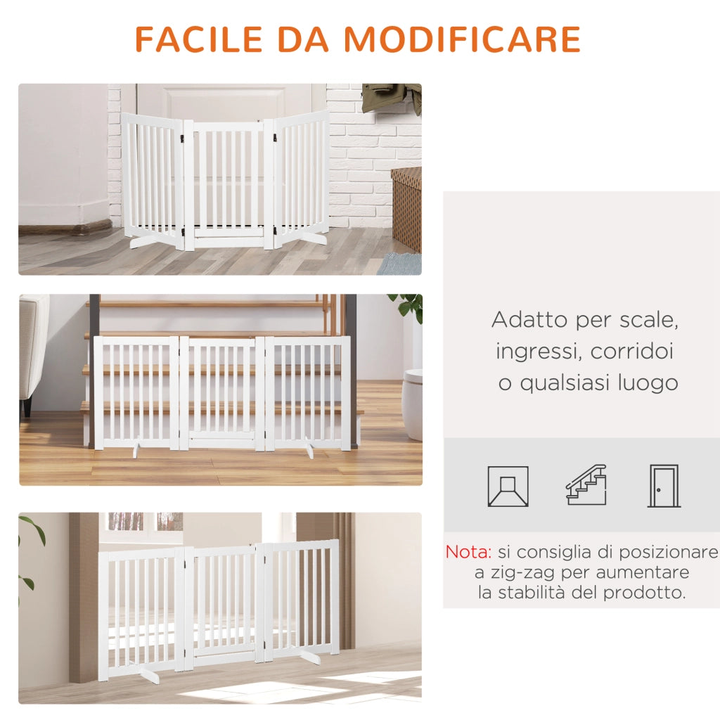 Cancellino per Cani Pieghevole a 3 Pannelli ¨C zephmum ¨C Bianco 155x76cm