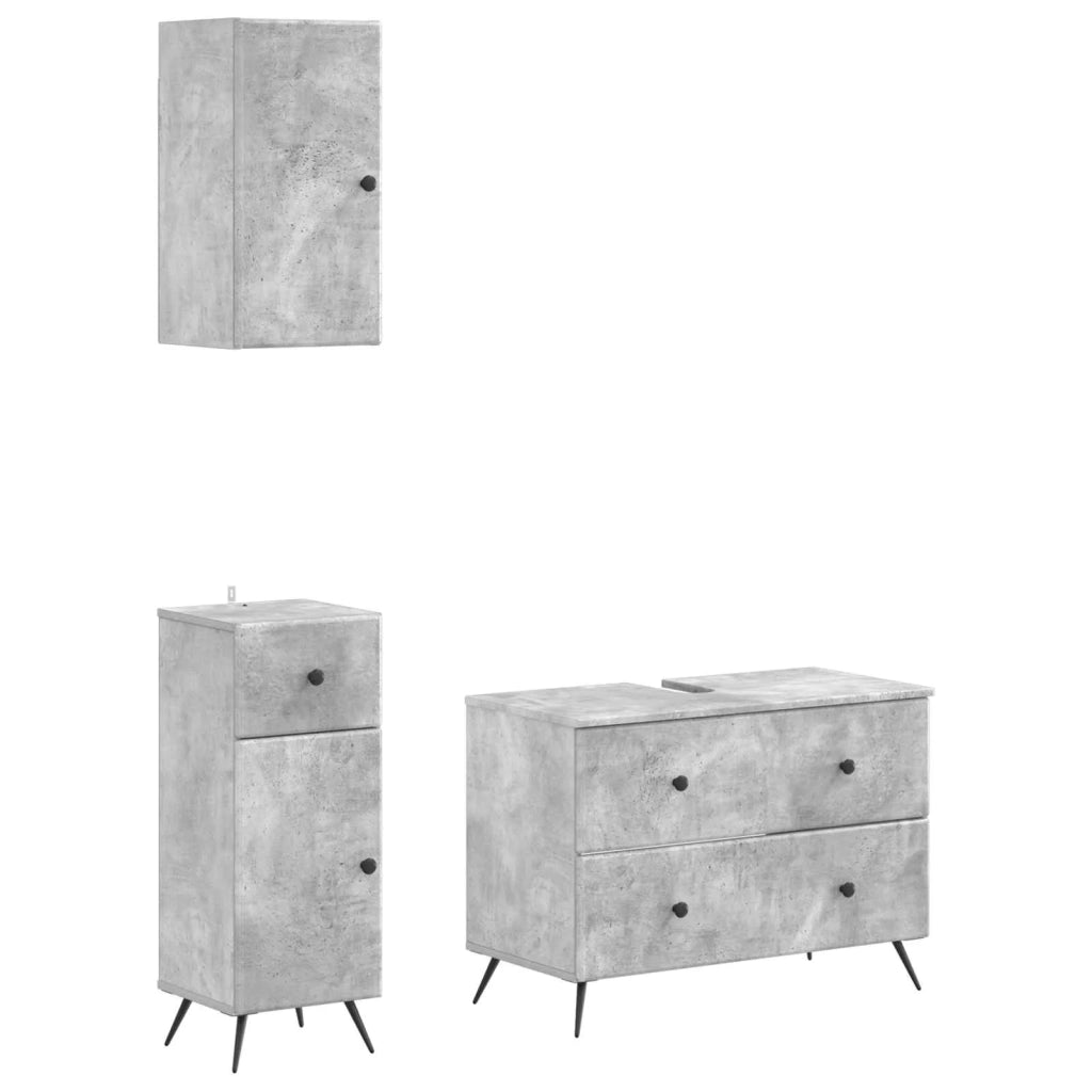 Set di armadietti da bagno in 3 pezzi BREDA Grigio Cemento 3417804