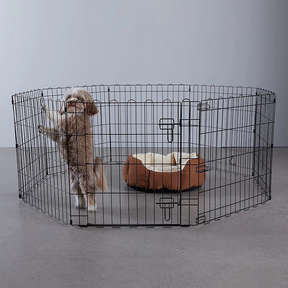 Trade Shop - Recinzione In Metallo Per Cani Pieghevole Per Esercizio 152,4 X 152,4 X 60,9 Cm -