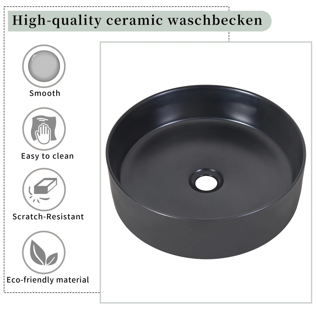 Mobile sottolavabo sospeso con cassetti e lavabo rotondo - per bagno - MDF - nero e grigio