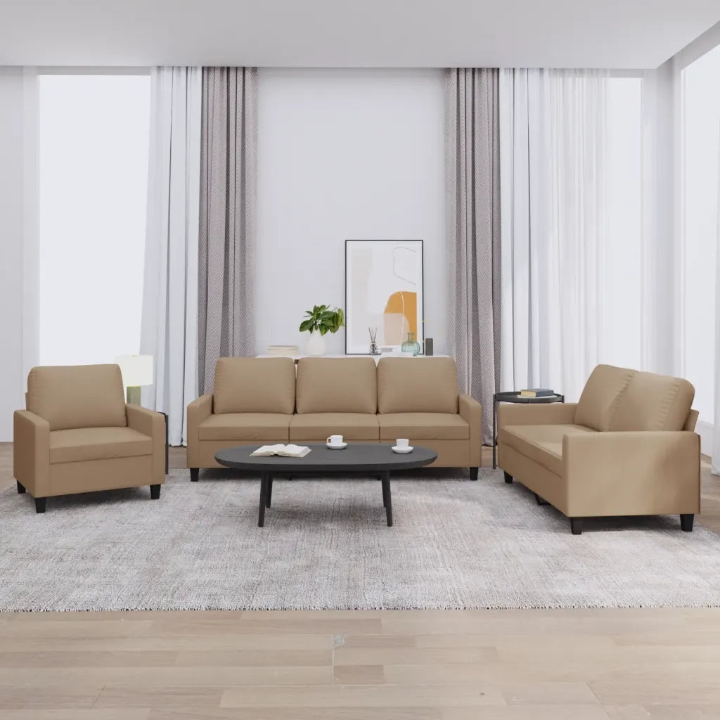Set di Divani 3 pz con Cuscini cappuccino in Similpellecod mxl 107729