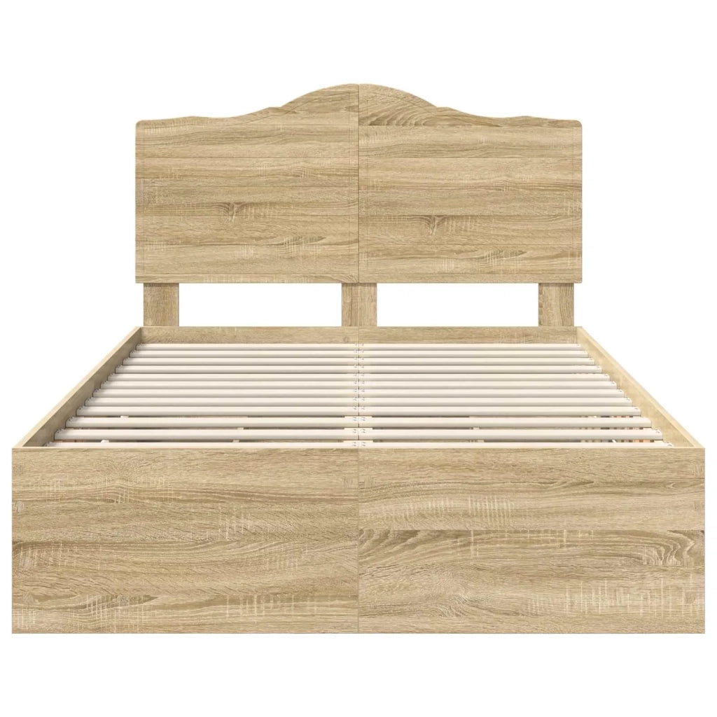 Struttura del letto con cassetto-Giroletto con contenitore-Rete del Letto Rovere Sonoma 120 x 190 cm 450570