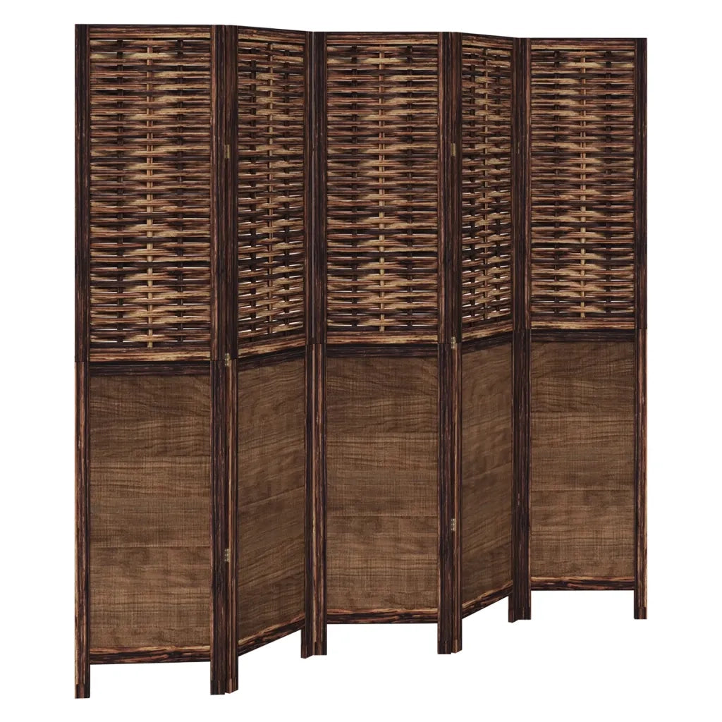 Divisorio Ambienti | Divider per stanze | Paravento 5 Pannelli Marrone Scuro Massello Paulownia